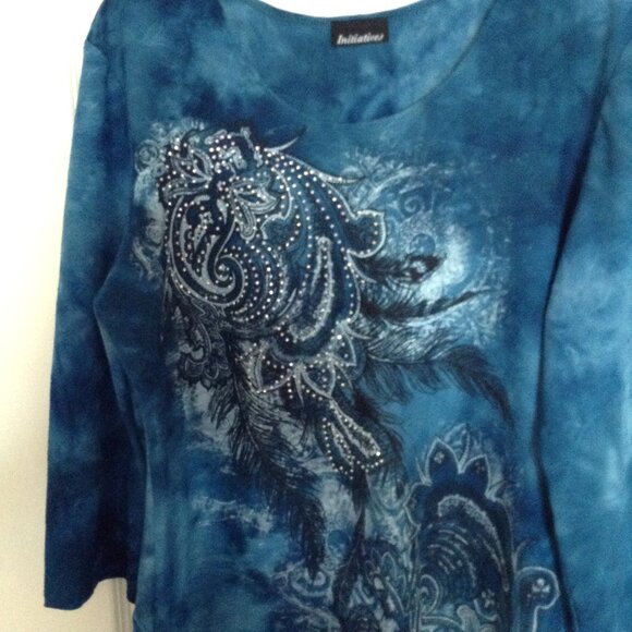 Initiatives Women's 3/4 Sleeves Top T-Shirt Tunic Blue Fairy Stretchy Size XL - Picture 4 of 7